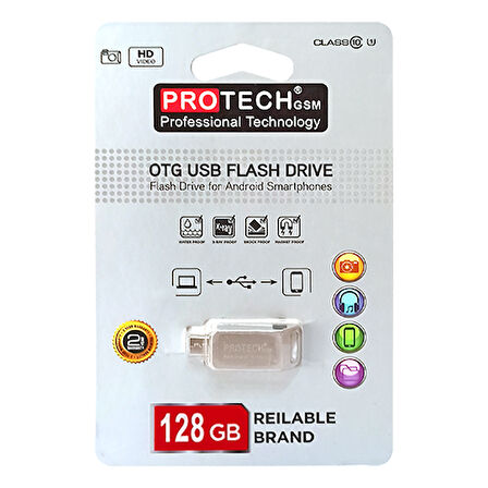 128 gb Otg Micro Metal Usb Bellek Gri