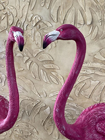 Flamingo Dik Baslı Bahce Biblo Fuşya