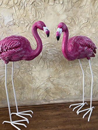 Flamingo Egik Başlı Bahçe Biblo Fuşya