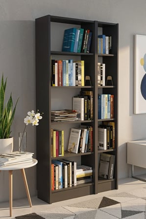 Flat85 Kitaplık Kütüphane Çok Amaçlı Dolap Antrasit