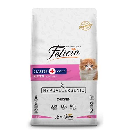 Felicia HypoAllergenic Tavuklu ve Hamsili Düşük Tahıllı Yavru Kedi Maması 12 Kg