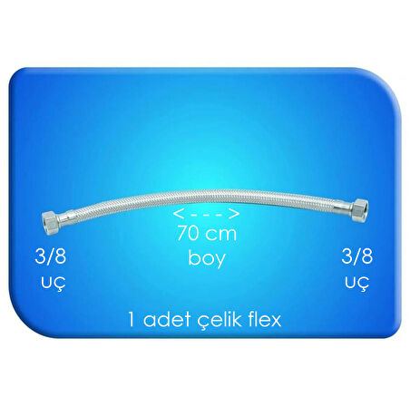FLEX ÇELİK 3/8 3/8 UÇ 70 CM BOY 1 ADET SU BAĞLANTISI