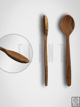 25 cm Doğal Zeytin Ağacı El Yapımı Tahta Kaşık | Ahşap Mutfak Servis Kaşığı
