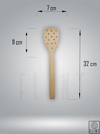 Gürgen ağacı el yapımı tahta ahşap süzgeç spatula mutfak yemek servis kaşığı 32 cm