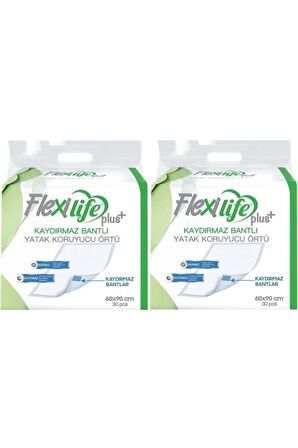 FLEXİ LİFE Plus Kaydırmaz Bantlı Kedi Köpek Çiş Pedi 2 Paket 60 Adet 60x90cm