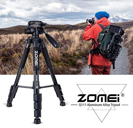 Q111 Profesyonel Alüminyum Tripod 5 Kg Taşıma Kapasiteli Çantalı Premium Tripod 140cm Yükseklik Kapasiteli Siyah