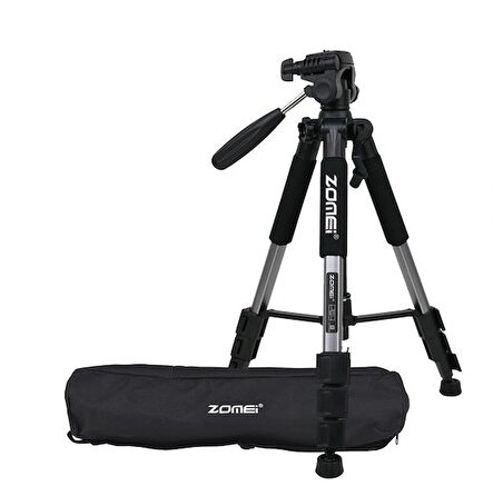 Q111 Profesyonel Alüminyum Tripod 5 Kg Taşıma Kapasiteli Çantalı Premium Tripod 140cm Yükseklik Kapasiteli Gri