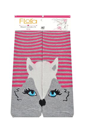 Flora Kadın Çorap 2 li Tilki-Maymun Desenli (36/40)