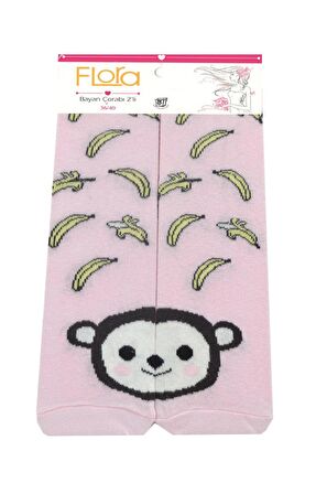 Flora Kadın Çorap 2 li Tilki-Maymun Desenli (36/40)