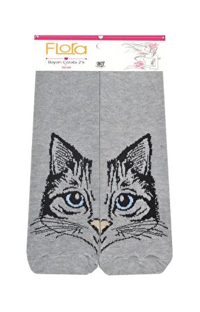 Flora Kadın Çorap 2 li Ayı-Kedi Desenli (36/40)