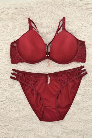 Le Jardin 5020-B Destekli-Balenli Silikon Taşlı Simli Sütyen Takımı