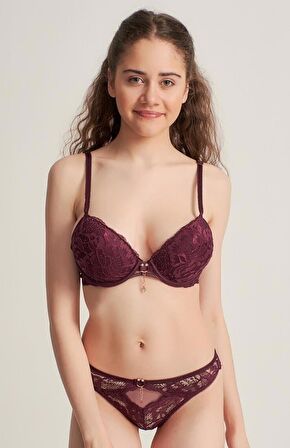 Le Jardin 5040-B Destekli-Balenli Slikonlu Taşlı Sütyen Takımı