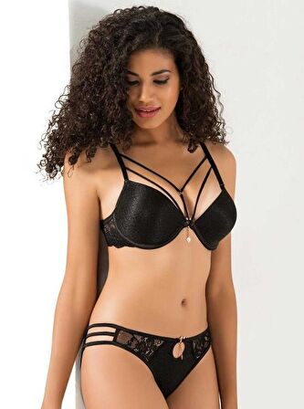 Le Jardin 5025-B Destekli-Balenli Biye Şeritli Silikonlu Sütyen Takımı