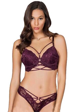 Le Jardin 5025-B Destekli-Balenli Biye Şeritli Silikonlu Sütyen Takımı