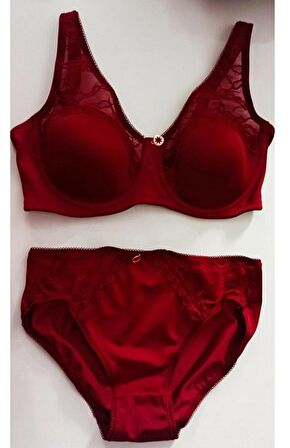 Le Jardin 5035-B Desteksiz-Balenli Soft Kaplı Dantel Geniş Askı Sütyen Takımı