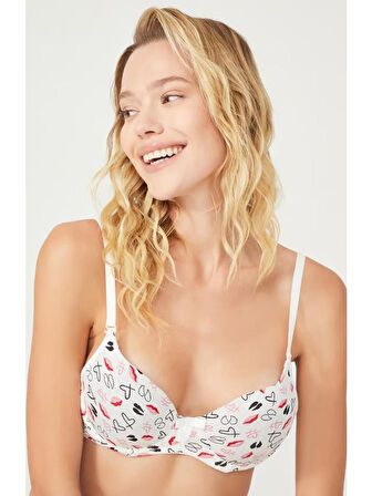 Destekli Penye Sütyen Takımı Balenli Kiss Heart Cnsy 207TK