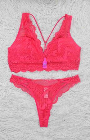 F.K. 420 Kadın Desteksiz Balensiz Dantelli B-Cup Bralet Takımı