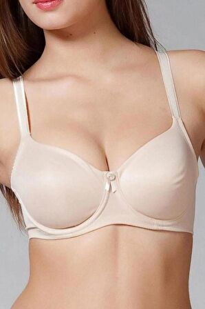 Yeni İnci Kadın Desteksiz Balenli Fiyonklu Düz Sütyen (1950)