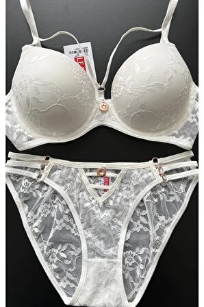 Le jardin Kadın 5055-B Destekli Dolgulu Dantelli İpli Sütyen Takımı