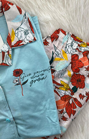 Kadın Düğmeli Uzun Kol Pijama Takımı Senfoni - 10274 