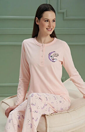 Kadın Over Sleep Uzun Kol Pijama Takımı Over Sleep - 928 