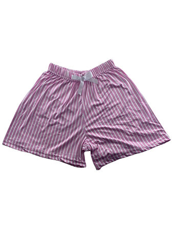 Kadın İnce Beyaz Çizgili Şort Milan - 001 