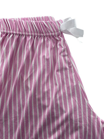 Kadın İnce Beyaz Çizgili Şort Milan - 001 