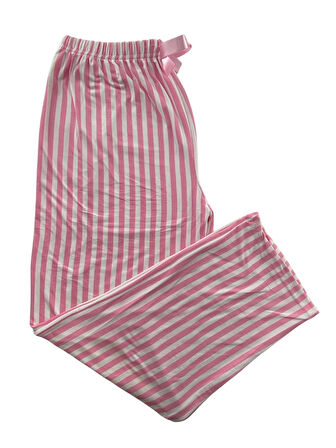 Kadın İnce Beyaz Çizgili Pijama Altı Milan -3010