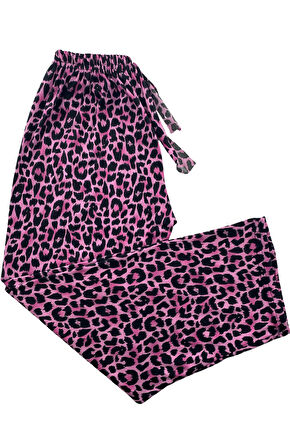 Kadın Siyah Leopar Desenli Pijama Altı Milan -3010