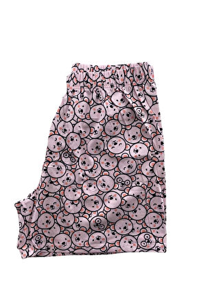Kadın Ayıcık Desenli Pijama  Takım - 5493 - STLLA PNK