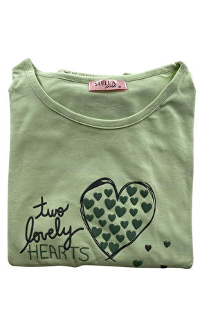 Kadın Kalp Desenli Kısa Kollu Pijama Takım - 5645 - STLLA PNK