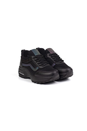 Kız Çocuk Siyah Fileli Rahat Günlük Sneaker Nefes Alan Spor Ayakkabı