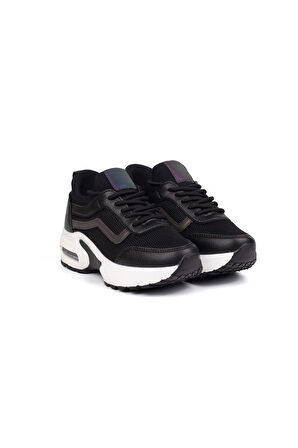 Kız Çocuk Siyah Beyaz Fileli Rahat Günlük Sneaker Nefes Alan Spor Ayakkabı
