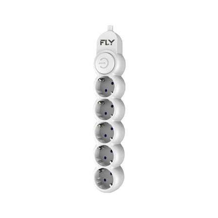 FLY 3394-01, 5 Soket, Akım Korumalı Priz, 2.1A, Anahtarlı, 2Mt Kablo, (Beyaz)