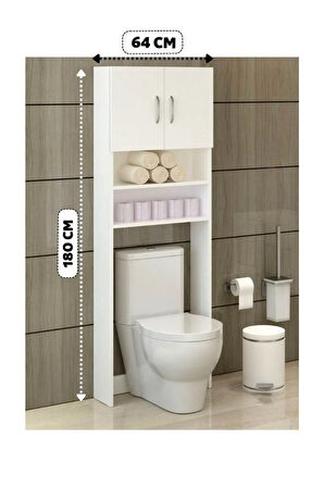 Lange Çamaşır Makinesi Dolabı Beyaz Çok Amaçlı Banyo Dolabı