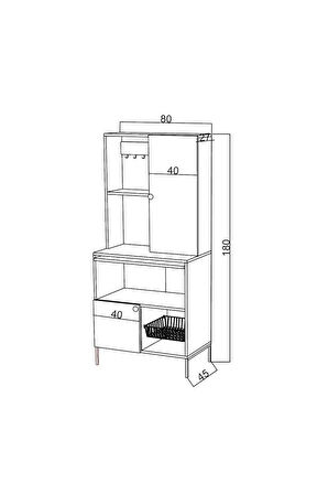 SİGNOR RAFLI KAPAKLI METAL AYAKLI BEYAZ ÇOK AMAÇLI MUTFAK DOLABI, KAHVE KÖŞESİ MUTFAK BANGOSU