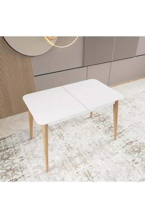 Kadita Yemek Masası, 70x114 Açılır Yemek Masası, Beyaz Yemek Masası