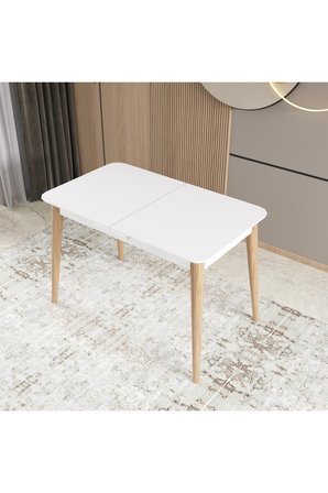 Kadita Yemek Masası, 70x114 Açılır Yemek Masası, Beyaz Yemek Masası