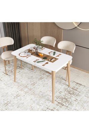 Kadita Yemek Masası, 70x114 Açılır Yemek Masası, Beyaz Yemek Masası
