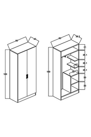 180 Cm Beyaz Iki Kapılı Eko Gardrop