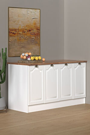 Fly Mobilya 160 Cm %100 MDF Greena White Ada Mutfak, Modern Mutfak Adası, Mutfak Yemek Masası, Bar Masası
