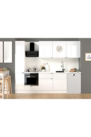 Fly Mobilya 280 Cm %100 Mdf Tezgahlı Efil Ankastre Mutfak Dolabı