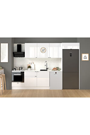 Fly Mobilya 320 Cm %100 Mdf Tezgahlı Efil Ankastre Mutfak Dolabı