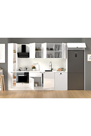 Fly Mobilya 360 Cm %100 Mdf Tezgahlı Efil Ankastre Mutfak Dolabı