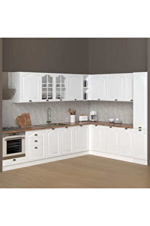 Fly Mobilya 270 CM GREENA WHITE MUTFAK + 200 CM KÖŞE + 40 CM BOY DOLABI