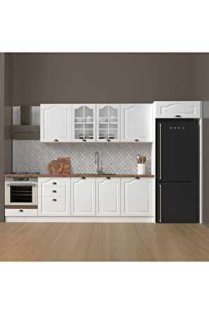 Fly Mobilya 350 cm %100 MDF Greena White Mutfak Dolabı