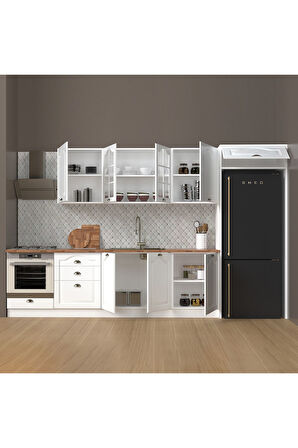 Fly Mobilya 350 cm %100 MDF Greena White Mutfak Dolabı