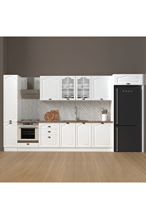 Fly Mobilya 390 cm %100 MDF Greena White Mutfak Dolabı