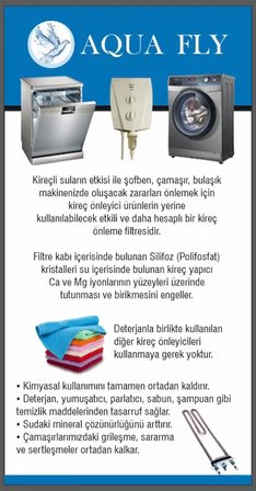 AQUAFLY KiREC ÖNLEYİCİ BULAŞIK MAKiNESİ FiLTRESİ VEYA ÇAMAŞIR MAKİNESİ FİLTRESİ KİREÇ ÖNLEYİCİ