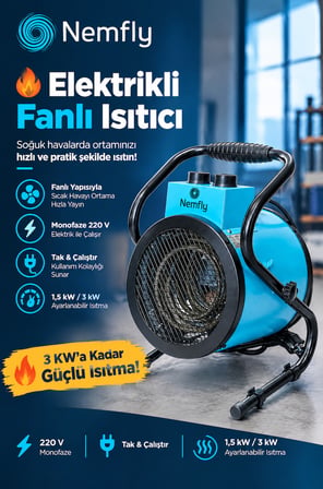 Nemfly FLY3 KW Elektrikli Fanlı Isıtıcı